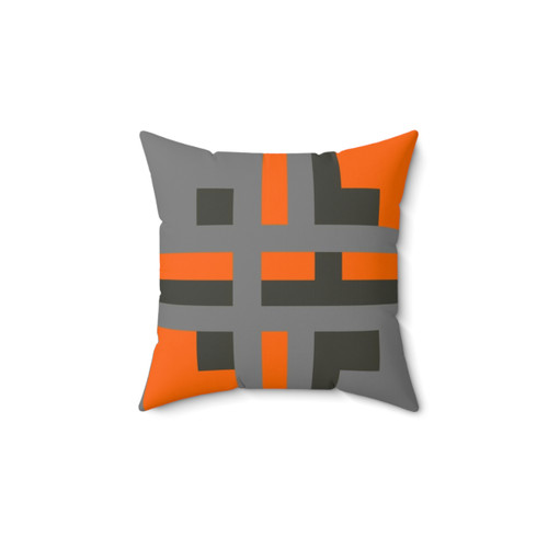 Divine Color Block Grey and Orange Pillow