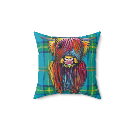 Tartan Highland Cow Pillow