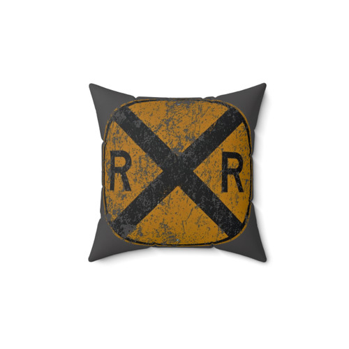 Vintage Distressed Railroad Crossing Pillow