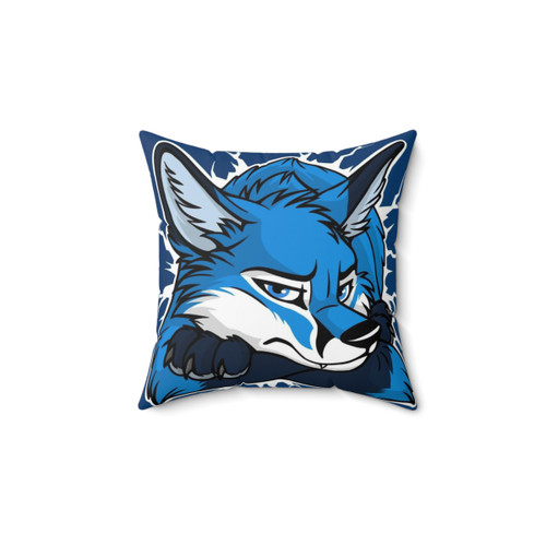 Blue Fox Pillow with Humorous Expression