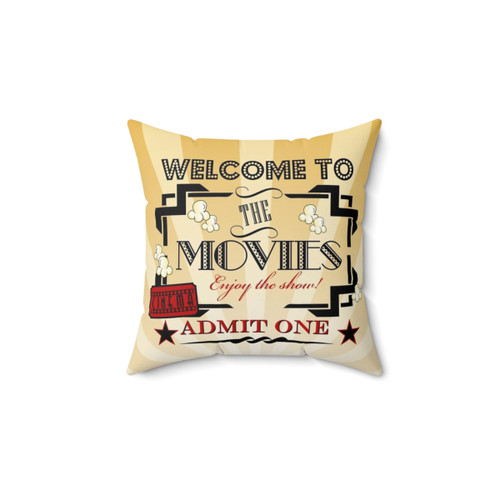 Movie Theater Admit One Ticket Cinema Pillow