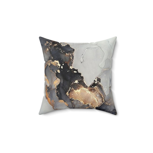 Marble Gray and Gold Decorative Pillow