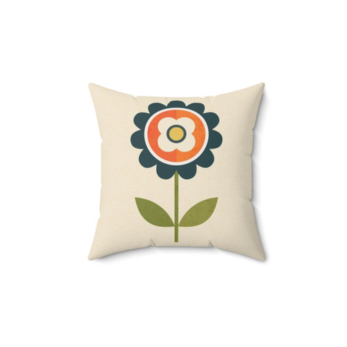 Retro Daisy Orange and Cream Decorative Pillow