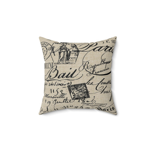French Script Decorative Pillow
