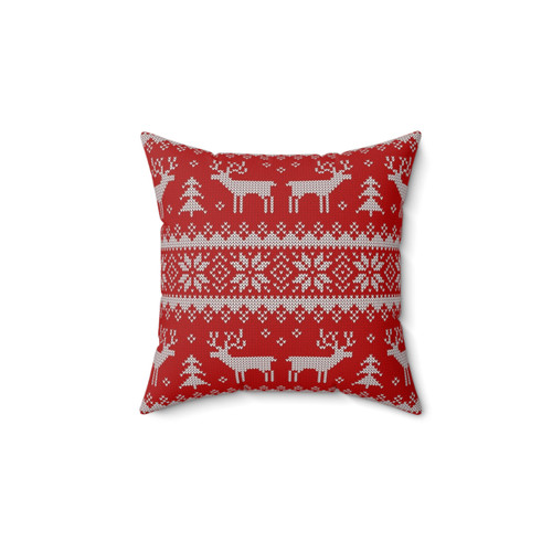 Scandinavian Ornament Pillow with Deers Design