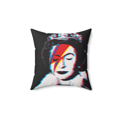 Banksy Retro Effect Pillow with Queen Elizabeth Portrait