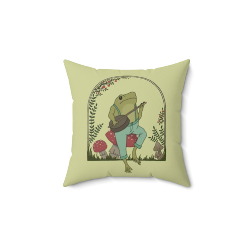 Vintage Cottagecore Frog Pillow - Cute Aesthetic Farmhouse Decor