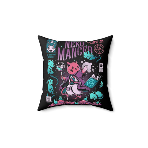 Nekomancer Pillow - Mystical Cat-Themed Decorative Cushion