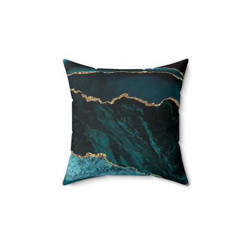Teal and Gold Agate Texture Pillow