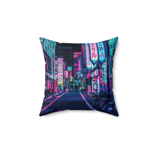 Tokyo Neon Lights Decorative Pillow