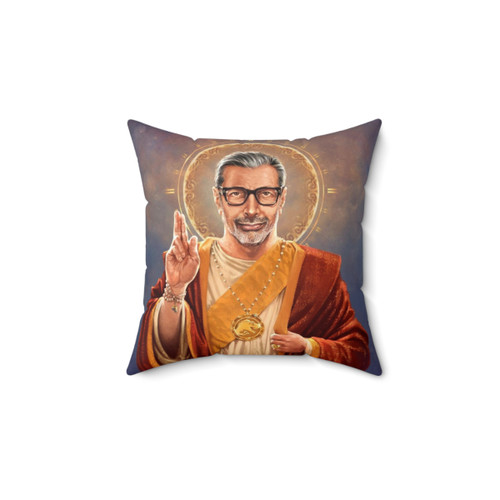Jeff Goldblum Decorative Pillow with Religious Pop Art Design