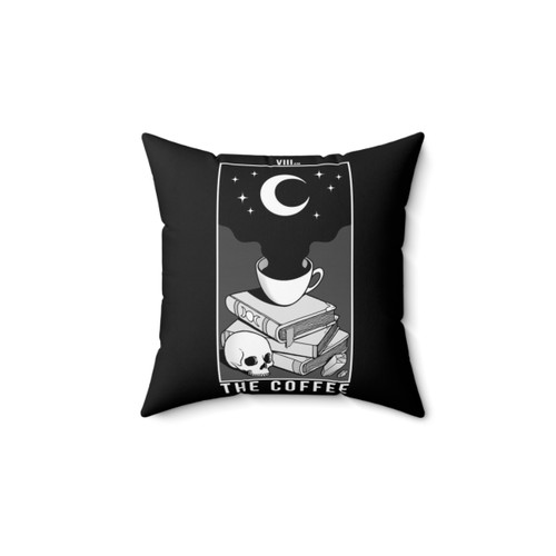 Spooky Coffee Lover's Pillow with Occult Design