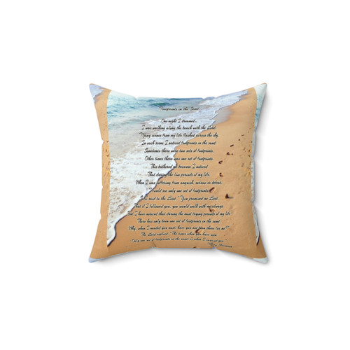 Footprints in the Sand Inspirational Pillow