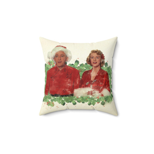 Vintage White Christmas Pillow with Bing Crosby and Clooney