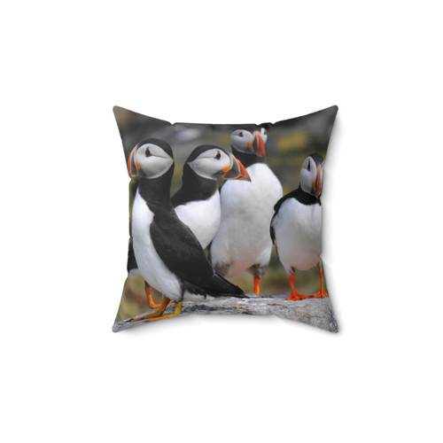Puffin Group Pillow - Soft Bird Cushion from Farne Islands