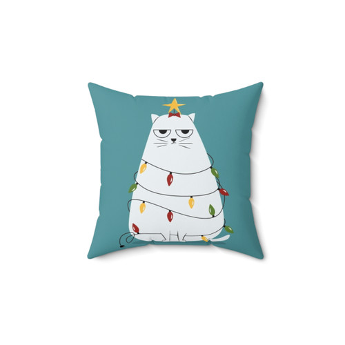 Grumpy Christmas Cat Decorative Pillow