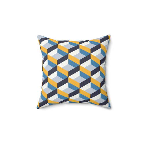 Retro Geometric Navy and Yellow Throw Pillow