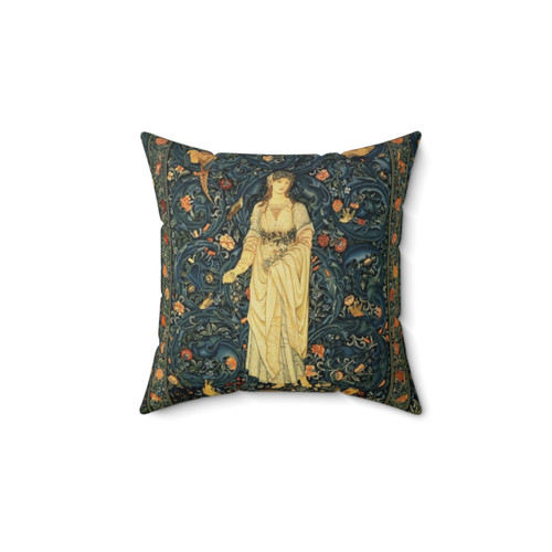 Floral Tapestry Throw Pillow with Forest Animals and Pheasants