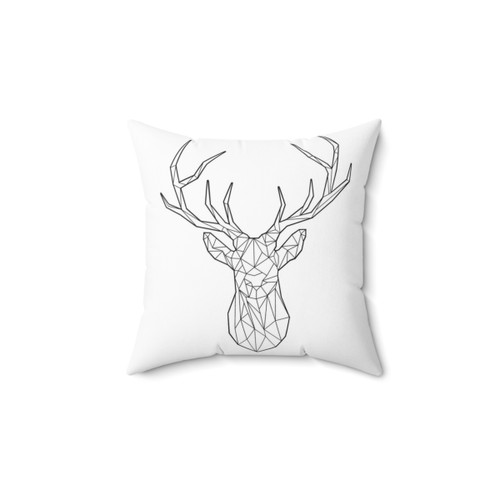 Geometric Stag White Throw Pillow