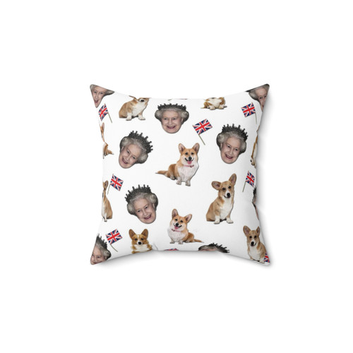 Queen Elizabeth Corgis Pattern Pillow