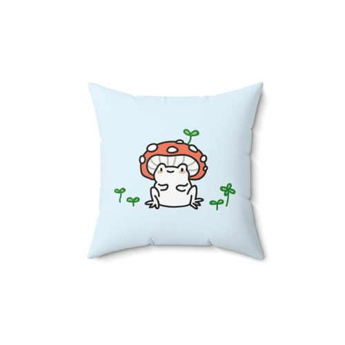 Mushroom Frog Throw Pillow - Adorable Cottage-Style Decor
