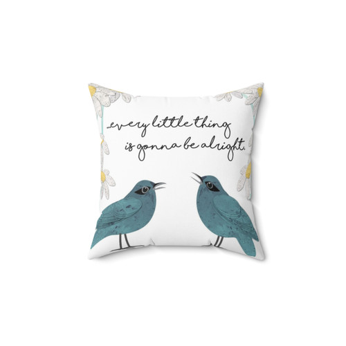Inspirational Blue Teal Green Daisy Bird Pillow