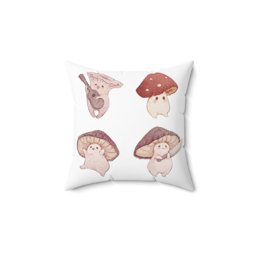 Charming mushroom friends throw pillow for fairy tale home decor