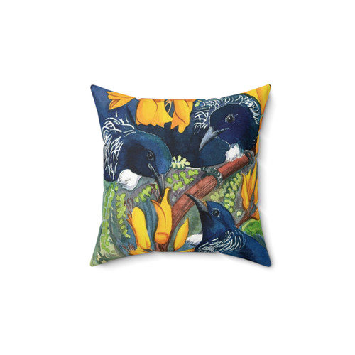 Tui Bird Pillow - New Zealand Watercolor Design