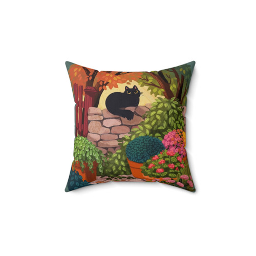 Cat in the Garden Throw Pillow