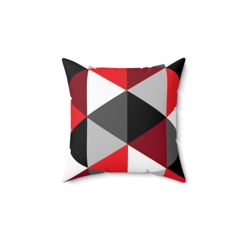 Geometric Pattern Throw Pillow in Red, Black, White and Grey