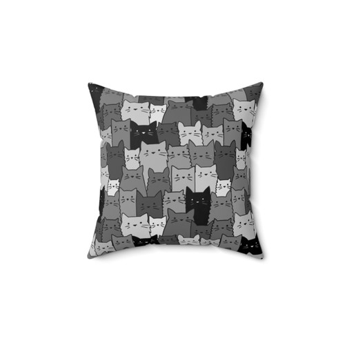 Monochromatic Cat Pillow with Silent Cats Design