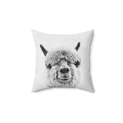 Soft and plush alpaca-themed pillow for modern nursery decor