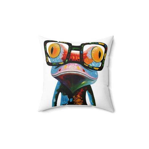 Colorful Hipster Frog Glasses Decorative Throw Pillow