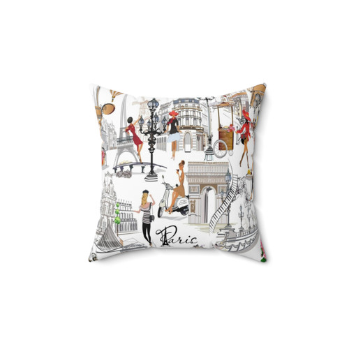 Parisian Chic Travel Pillow with Eiffel Tower and Floral Designs