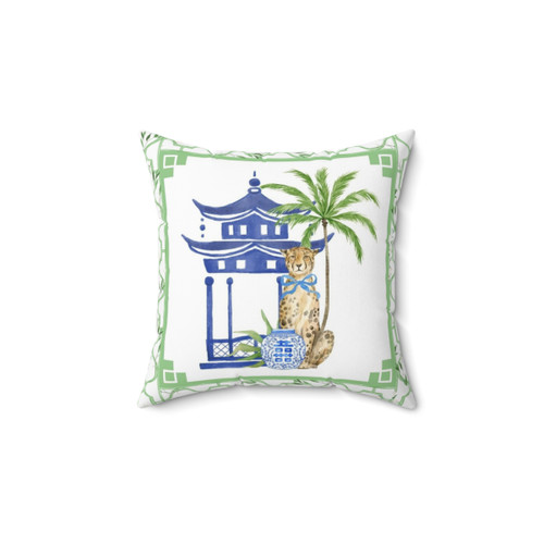 Chinoiserie Pagoda Pavilion Decorative Pillow