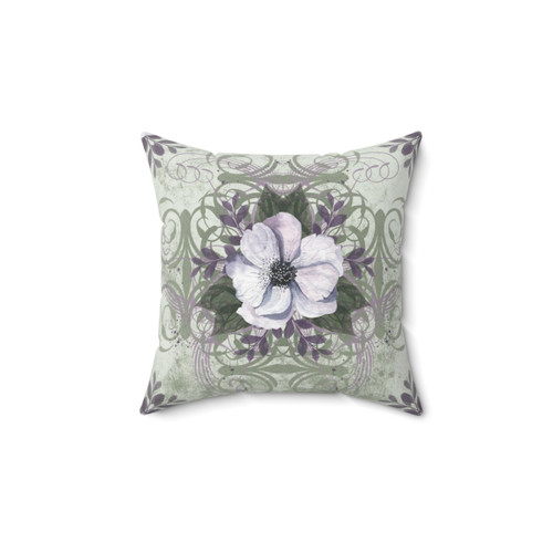 Vintage Style Sage and Lavender Floral Pattern Pillow