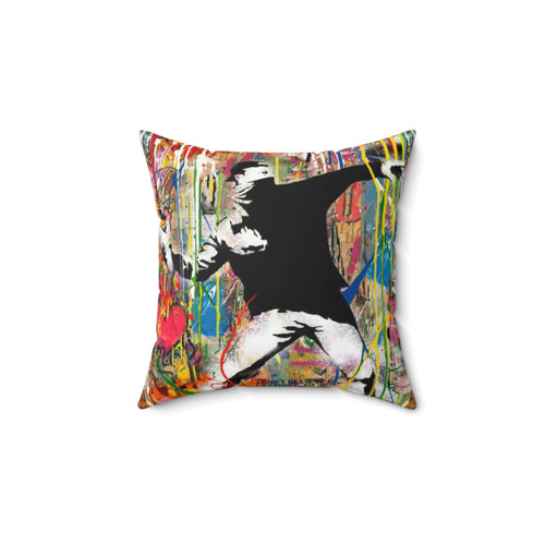 Colorful Flower Thrower Pop Art Pillow