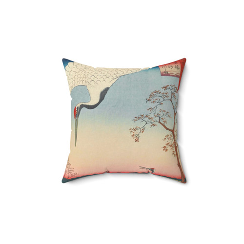 Red-Crowned Crane Vintage Japanese Art Pillow