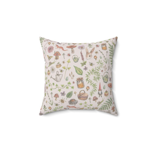 Cottagecore pink pillow with floral motif