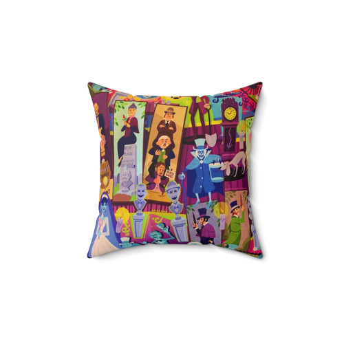 Retro Disney Haunted Mansion Collage Pillow