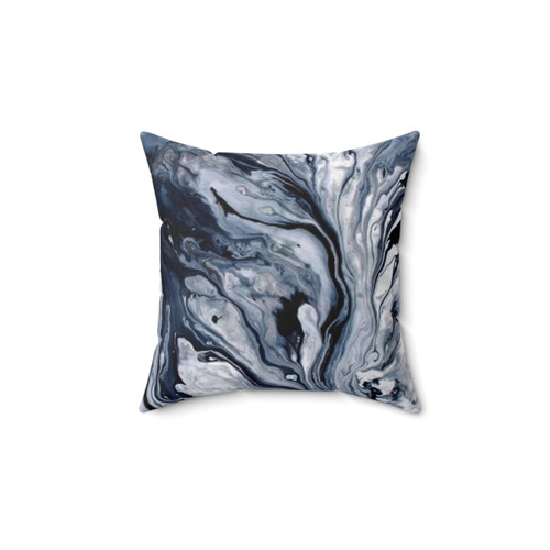Blue and White Marble Pattern Decorative Pillow