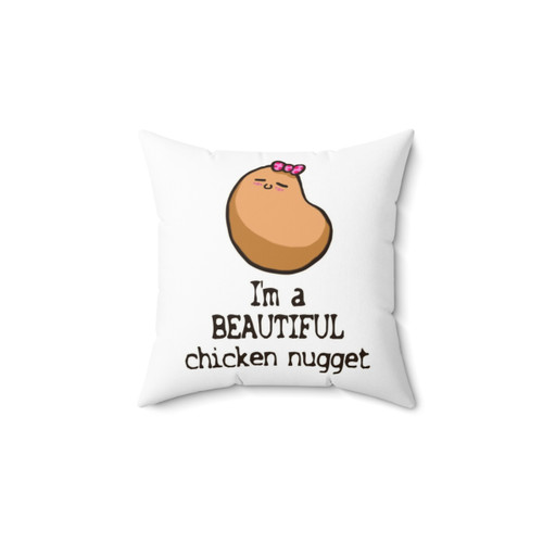 Soft, plush chicken nugget-shaped pillow for fun home decor