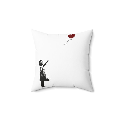 Banksy Girl with Heart Balloon Decorative Pillow