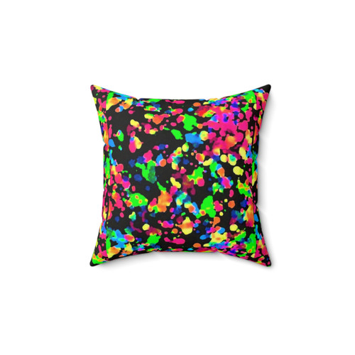 Blacklight Neon Paint Splatter Decorative Pillow