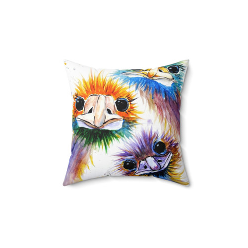 Funky Emu Bird Trio Decorative Pillow