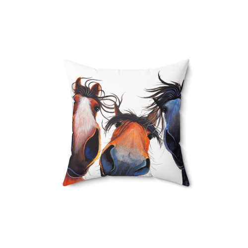 Happy Horse Print Pillow - Whimsical Equestrian Decor