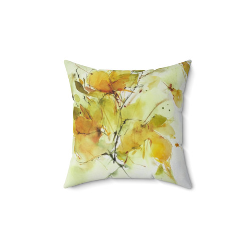 Vibrant Floral Yellow Joy Pillow with Watercolor Flowers