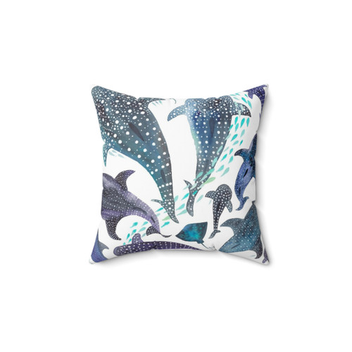 Whale Shark and Ocean Creatures Decorative Pillow