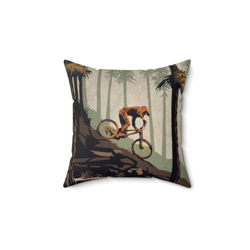 Retro Mountain Bike Poster Art Pillow