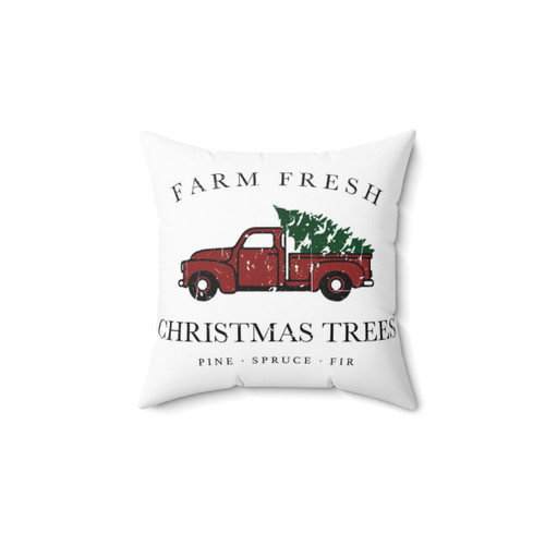 Christmas Tree Farm Vintage Truck Pillow